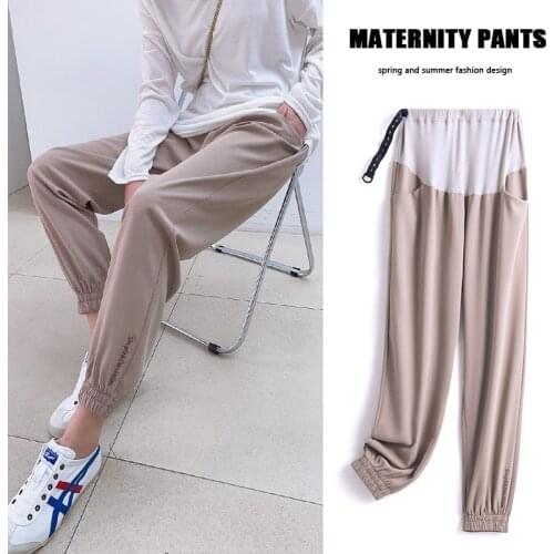 Maternity Pants Trousers Sport Pants Wide Legs Outside Loose Stomach Lift Casual Pants For Pregnant Woman Trousers