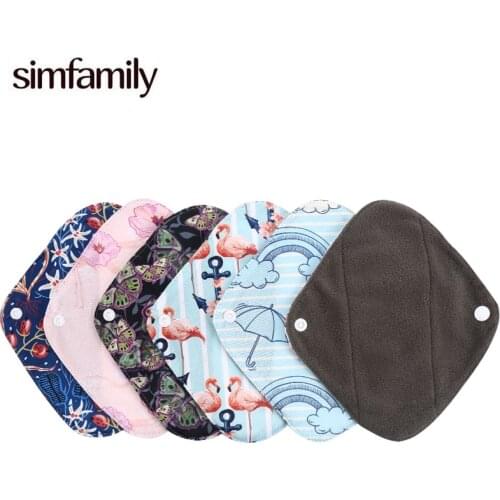 [simfamily] 12+1 sets Reusable pads Bamboo Charcoal cloth ,Stay Dry Super Absorption Healthy Mum use pads