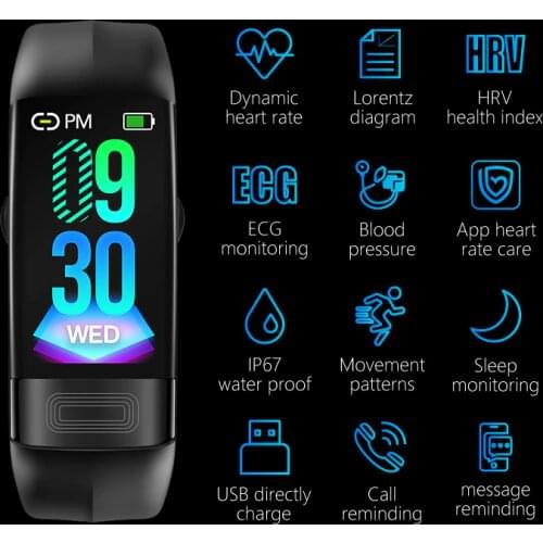 MKS Smartband Blood Pressure Smart Band Heart Rate Monitor PPG ECG Smart Bracelet Activity Fitness Tracker Electronics Wristband