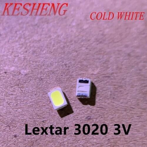 100pcs LED backlight TV LED 3020 high power LEXTAR 0.5W 3V 3020 LED cool white 3 v is suitable for LCD TV backlight application