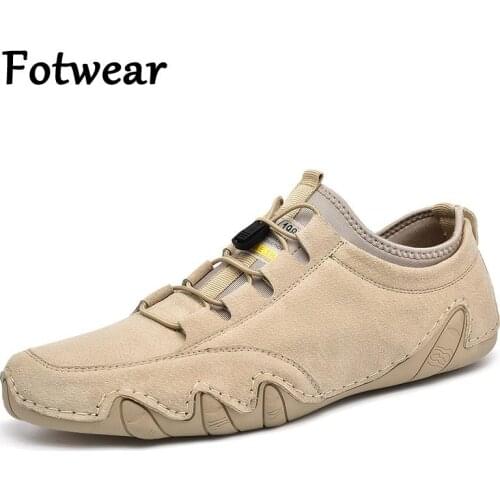 Genuine Leather Sneakers Men Loafers Big Size 46 45 Breathable Driving Shoes Mens Moccasins Italian Slip On Lazy Casual Shoes