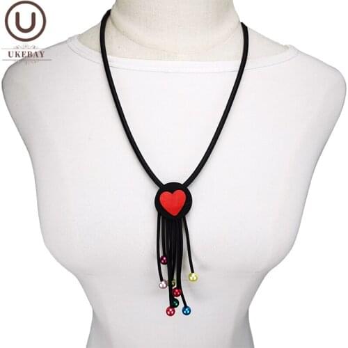 UKEBAY New Pearl Pendant Necklaces Tassel Necklace Women Goth Necklaces Handmade Rubber Jewelry Simple Ethnic Sweater Chain Gift