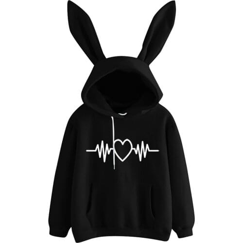 Cosplay Rabbit Pullover Hoodie Drawstring O-neck Long Sleeve Tops Autumn And Winter Hooded Women Blouse Sudaderas Con Capucha