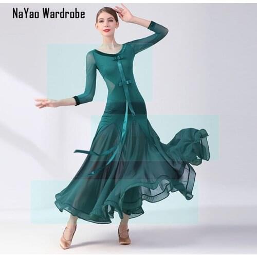2021 New 2105 Yarn Puffy Design Female Latin Dance Dress Women Latin Dancing Suit Practice Clothes Belly dance Suit