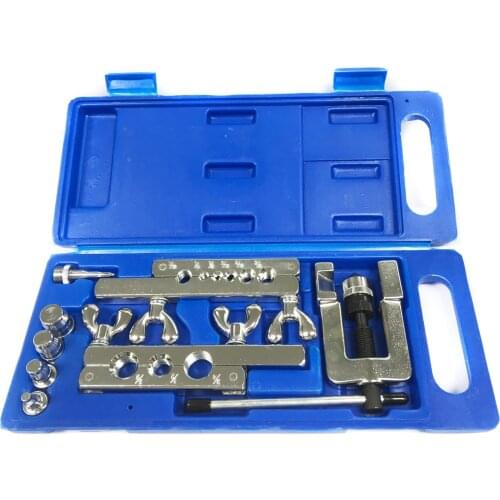 1 Set of Flaring Tools Portable HVAC Flaring and Swaging Tool Kit OD Soft Refrigeration Copper Tubing include 5 swage adapters