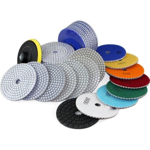 10Pcs Diamond Polishing Pads Kit 4 inch 100mm Wet/Dry for Granite Stone Concrete Marble Polishing Use Grinding Discs Set