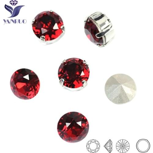 1357 Brilliant Cut Siam Red Pointback Crystal Sewing Glass Sew On Dress Gems Stones DIY Sew Strass For Clothes