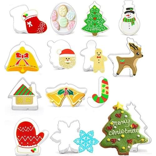 14pcs Christmas Cookie Cutter Stainless Steel Cut Candy Biscuit Mold Cooking Tools Christmas Cutters Mould Snowflake