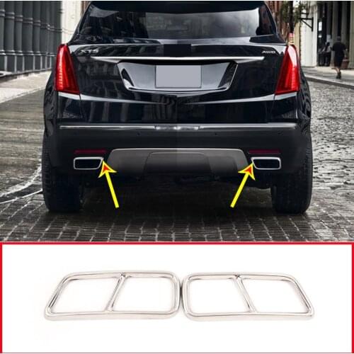 2 Pcs Stainless Steel Chrome Exhaust Pipe Trim For Cadillac XT5 XT4 2016 2017 2018 Muffler Cover Accessories