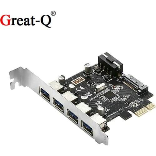 4 ports Usb 3.0 PCI Express riser Combo card pcie adapter HUB with 4PIN SATA Power supply For Desktop PC