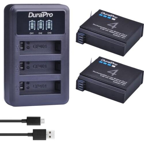 AHDBT-401 Gopro Hero 4 Battery Replacement + LED 3-Slots USB Charger for GoPro HERO4 GoPro AHDBT-401 Action Camera Bateria