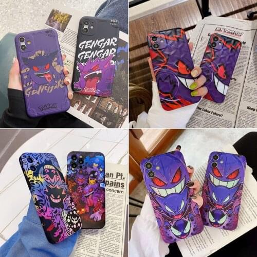 Pokemon Gengar Phone Case for IPhone 7/8/Plus X/XS/XR/XS Max/11/12/Pro Anime Cool Crazy Anti-fall Silicone Case Christmas Gift