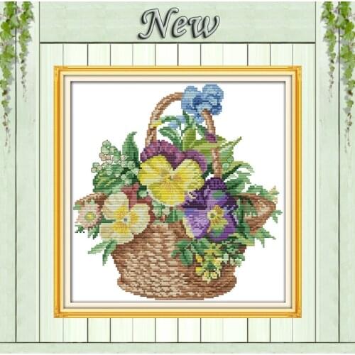 Flower basket (4) vase painting counted printed on canvas DMC 14CT 11CT DIY Cross Stitch chinese Embroidery Needlework kits Sets
