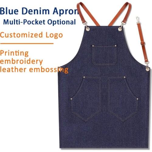 Denim BBQ Cleaning Apron Cooking Apron Kitchen Bib Chef Florist Bartender Neutral Cowboy Antifouling Pinafore Delantal Waiter