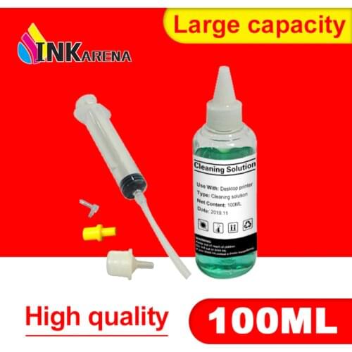 INKARENA 100ml Bottle Printer Head Cleaning Liquid Cleaning Solution For Brother Pigment Ink With Syringe for hp Inkjet Printer
