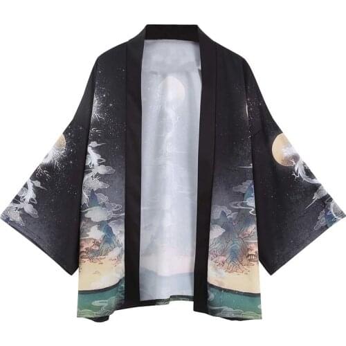 Kimono Women Japanese Style Kimonos Cardigan Traditional Male Kimono Harajuku Streetwear Samurai Costume Yukata Male Haori Obi