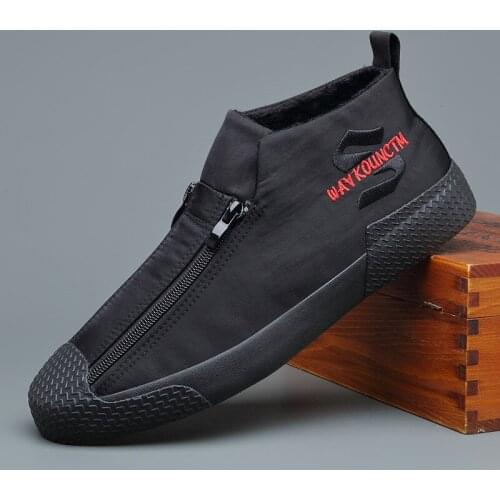 Winter Outdoor Waterproof Warm fur Sneakers Fashion high top Male snow winter sneaker zipper shoes Mens Casual Shoes A31-26