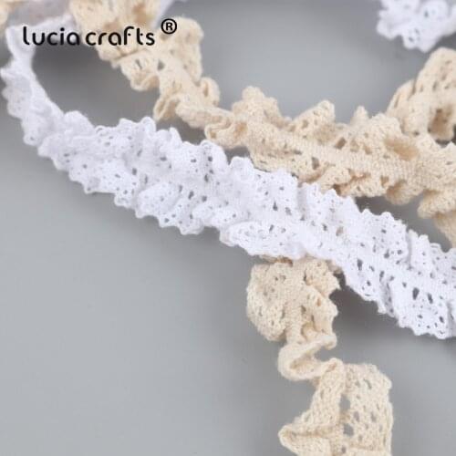 Lucia Crafts 2y/lot Cotton Lace Trim Ribbon Sewing Home Garment Accessories DIY Material R0218