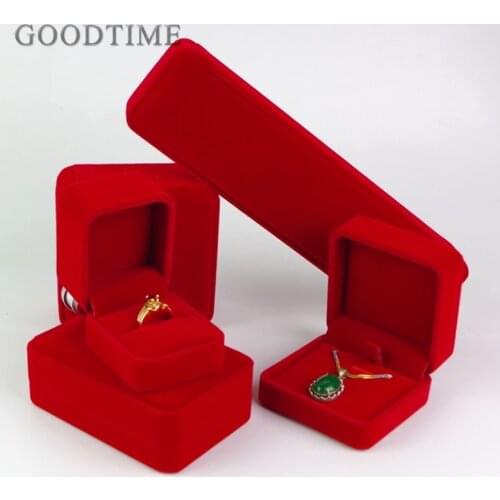 Fashion Velvet Box For Pendant Necklace Ring Earrings Bracelet Jewelry Gift Package Box For Jewellery 15 Pieces/ Lot