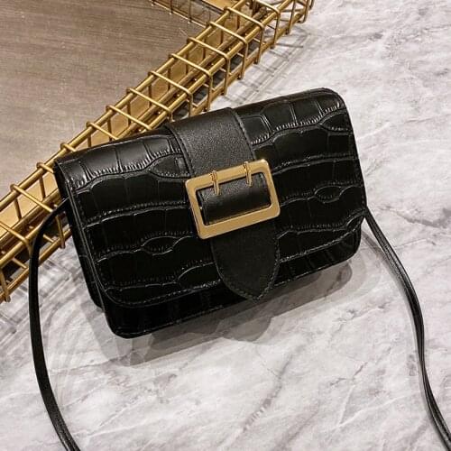 Fashion All-match Womens Bag 2021 New Crocodile Pattern Shoulder Bag PU Leather Mobile Phone Coin Purse Bag Small Square Bag