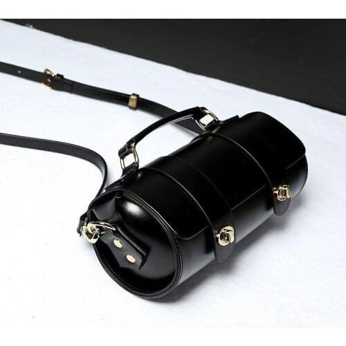 Women Fashion Handbag Barrel-shaped Hasp Party Packing Leather Shouder Bags Vintage Designer Office Ladies Sling Crossbody Bag