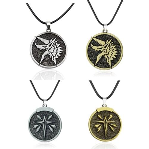Monster Hunter StygianZinogre Anime Logo Pendant Necklace Gaming Peripherals Metal Action Toy Figures Anime