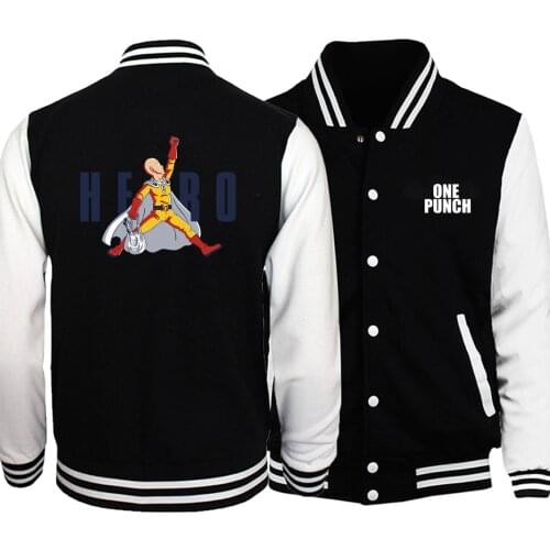 One Punch Man Baseball Men Saitama Hero Jackets Coats 2019 Winter Autumn Fleece Japanese Anime Sportswear Bomber Streetwear Mens