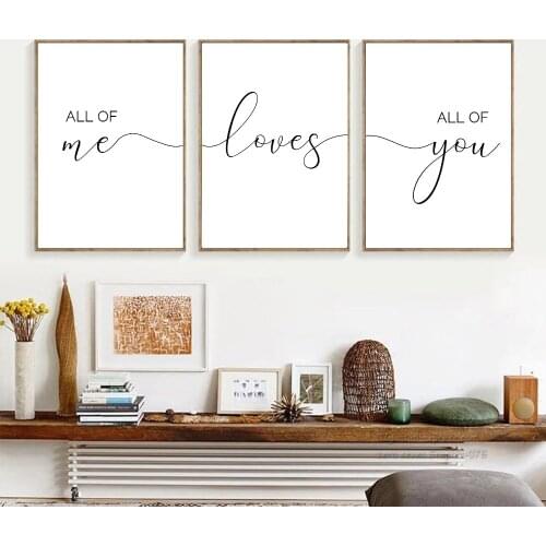 All Of Me Loves All Of You Wall Art Poster Couple Quotes Canvas Painting Nordic Art Print Pictures Modern Living Room Home Decor
