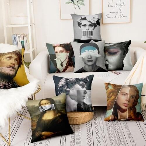 Abstract Artistic Figures Poster Printed Pillowcase Vintage England Style Cushion Decorative Pillows Almofadas Decorativas Para