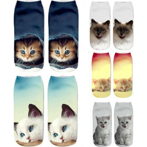 Cartoon Three-dimensional Ankle Socks Unisex Cotton Socks Female Male Fashion Funny 3D Cute Cat Cat Series Expression Foot Wear