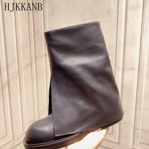 2021 New Arrival Trousers Boots Retro Fashion Knight Boots Women Round Toe All-match Flat Ankle Boots Autumn Winter Long Boots