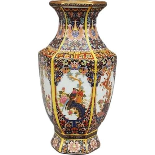 New shelves antique Enamel Gold Flower Vase vase high-grade aristocratic royal style decoration, family collection