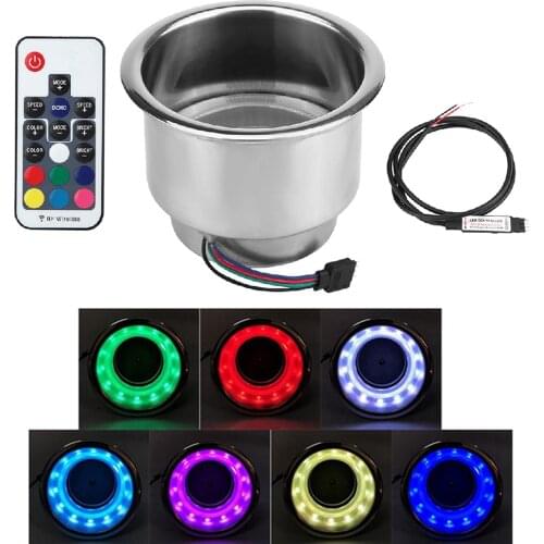RGB Cup Holder Bottle Carrier Drink Mug Stand Seat DC 12V 3W LED Lights for Marine Boat Truck Cars