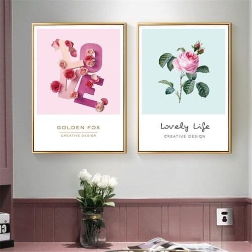 Rose Flower Plant Love Poster Canvas Print Painting Wall Art Bedroom Home Decoration