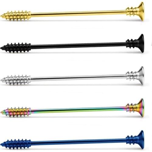 Screw Industrial Barbell Earring 14 Gauge Cartilage Body Piercing 1.5 Inch(38mm) 2-5PCS