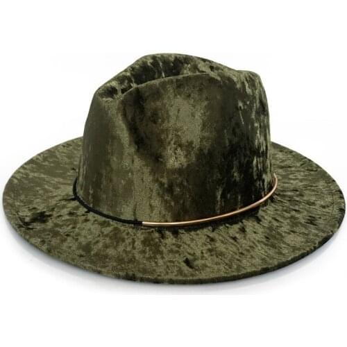 Vintage British top hat gold velvet ladies noble hat fedora hat spring fashion Panama felt hat golden buckle jazz top hat