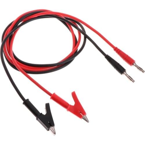 2Pcs/Set 4mm Banana Plug to Crocodile Alligator Clip Test Probe Lead Wire Cable 1m