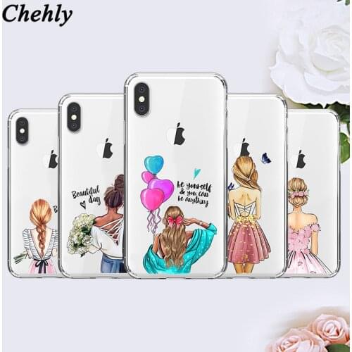 Pretty Girl Phone Case for IPhone 6s 7 8 11 12 Plus Pro Mini X XS MAX XR SE Cute Cases Soft Silicone Fitted Cover Accessories