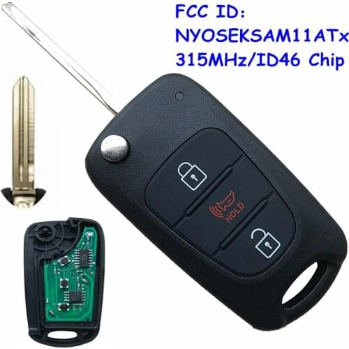 Replacement Flip 3 Button Remote Key Fob 315MHz ID46 Chip FCC: NYOSEKSAM11ATx for Kia Sportage 2010 2011 2012 2013