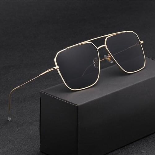 Vintage Over Sized Sunglasses Men Anti-Reflective Mirror Classic Square Metal Glasses Fashion New Women Sun Glasses Uv400