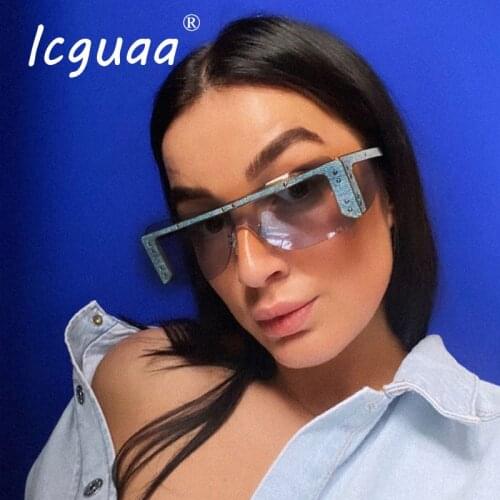 Fashion onepieces Square Sunglasses Women 2020 Luxury Brand Rimless Shades Sunglasses Men Trend Female Eyewear Glasses Oculos
