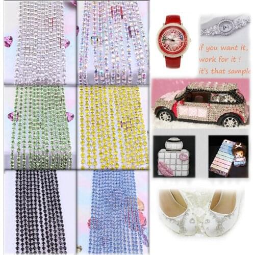 DIY Silver Claw Glass Rhinestone Chain Trim Rhinestone For Clothes Nail Art Decorations Rhinestone Strass Hotfix Crystal Jewelry