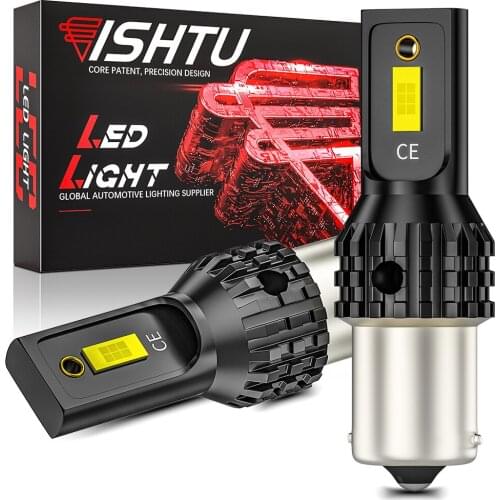 ISHTU 2pcs 1156 S25 BA15S P21W LED 1157 T15 T20 T25 LED Canbus 2SMD 7443 3157 Car Turn Signal Reverse Brake Light Bulb 12V 6000K