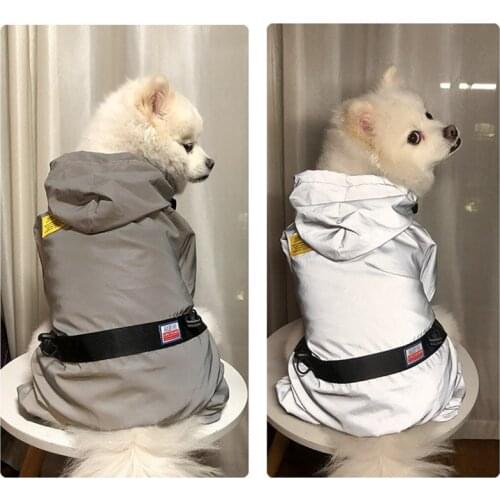 Reflective Pet Dog Raincoat New Design Waterproof Dog Jumpsuit French Bulldog Jacket Hooded Dog Raining Coat Pet Windbreaker
