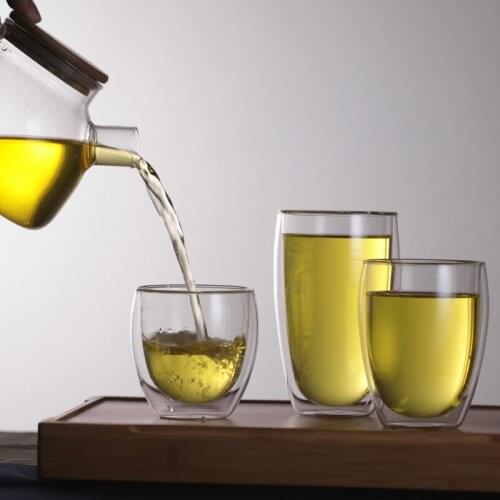 80/250/350/450ml Heat-resistant Double Wall Glass Cup Beer Coffee Cups Handmade Healthy Drink Mug Tea Mugs Transparent Drinkware