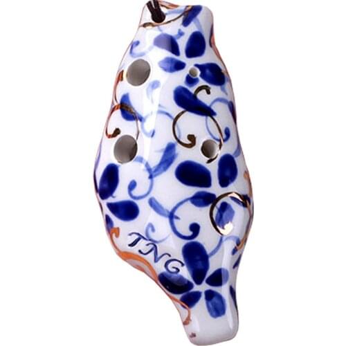 TNG Ocarina Blue And White Porcelain Mini 6 Holes handmade Dolomite Ceramic Musical Instruments Birthday Gift Hanging Drop Key C