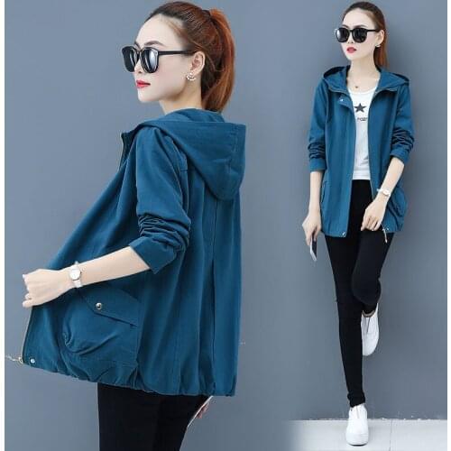 Women New Spring Autumn Middle-aged Hooded Trench Coat Female Loose Fashion Casual cotton Windbreaker Outerwear Plus Size R431
