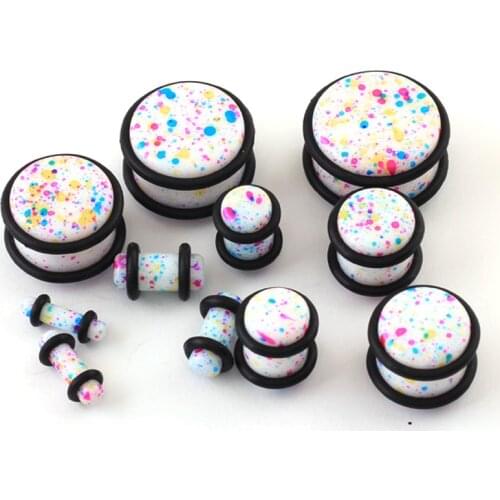 2pcs UV acrylic printing color ear plugs and tunnel body piercing jewelry size 3-20mm tunnels tragus ear piercing free shipping
