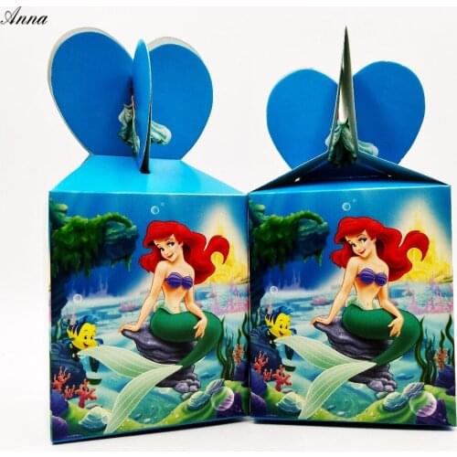 6pcs/lot the little Mermaid Birthday Party Decorations Candy Box Kids Mermaid Birthday Party Supplies Mermaid Birthday Favors