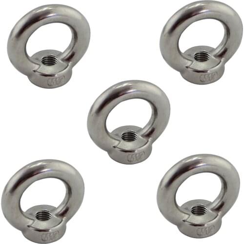 Stainless Marine Heavy Duty Lifting Eye Nut Marine Lifting DIN582 Eye Ring Nut Fastener Wire Rope Cable Screw Loop Hole 5pcs M12